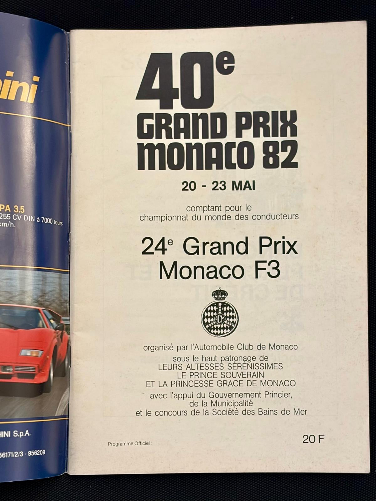 Programme Officiel du Grand-Prix de Monaco de 1982